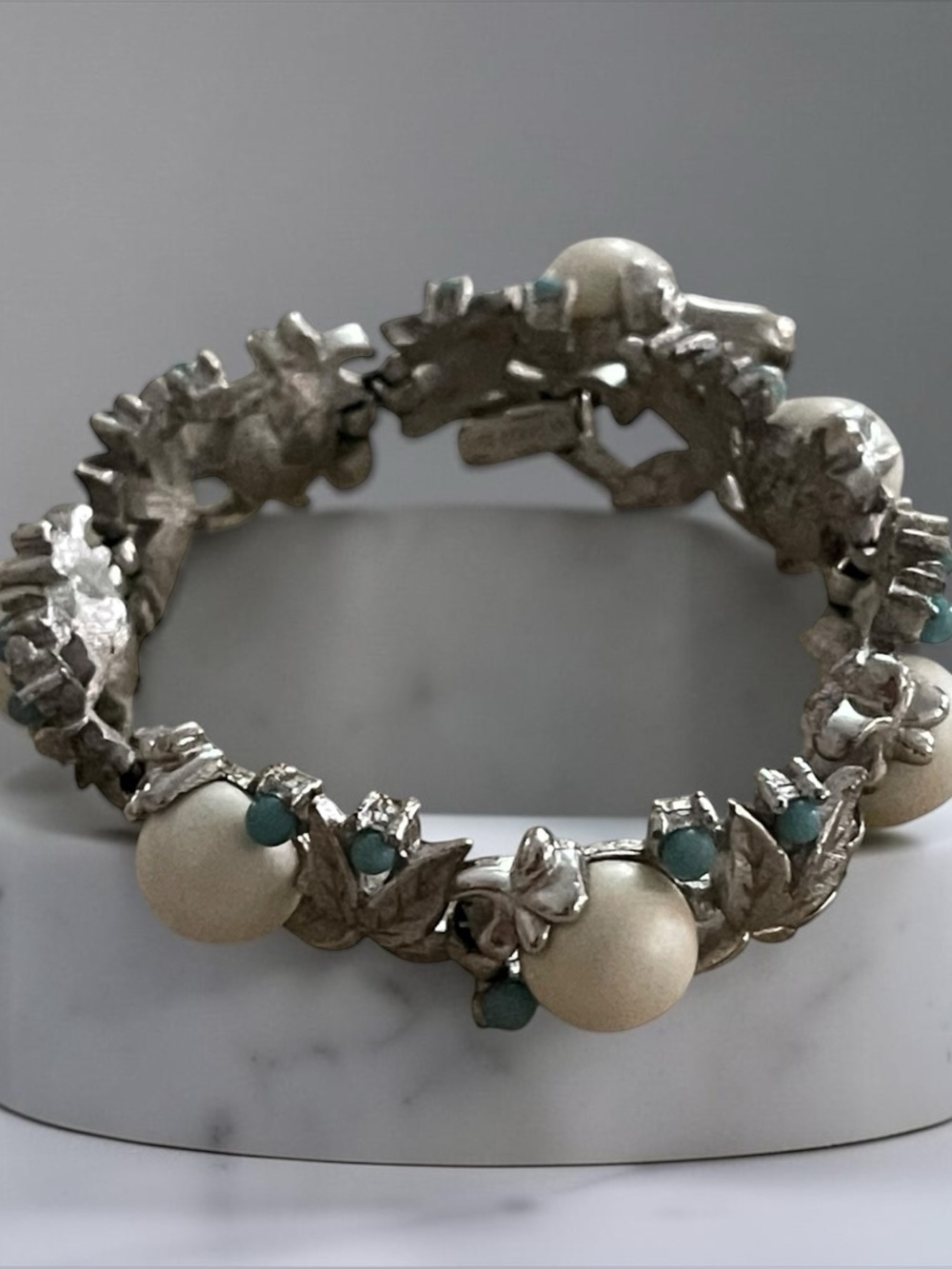 Vintage Sterling Silver Turquoise and Pearls Bracelets
